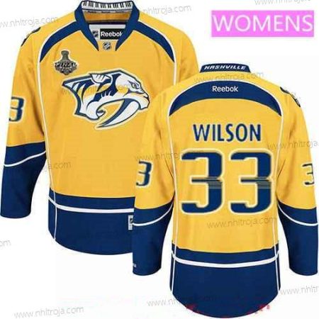 Herrar WoNashville Predators #33 Colin Wilson Gul 2017 Stanley Cup Finals Patch Stitched NHL Reebok Hockey Tröjor