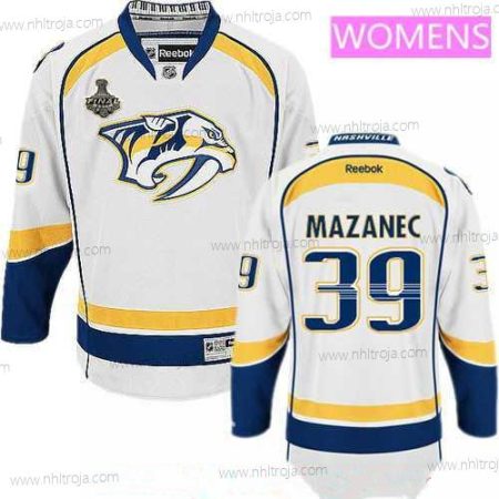 Herrar WoNashville Predators #39 Marek Mazanec Vit 2017 Stanley Cup Finals Patch Stitched NHL Reebok Hockey Tröjor