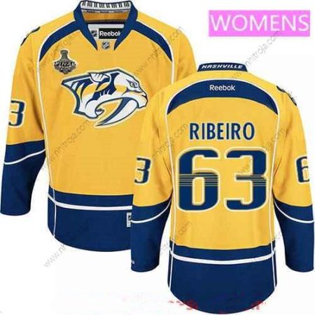 Herrar WoNashville Predators #63 Mike Ribeiro Gul 2017 Stanley Cup Finals Patch Stitched NHL Reebok Hockey Tröjor