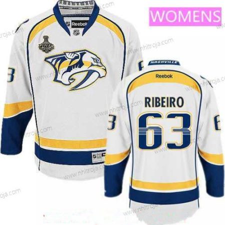 Herrar WoNashville Predators #63 Mike Ribeiro Vit 2017 Stanley Cup Finals Patch Stitched NHL Reebok Hockey Tröjor