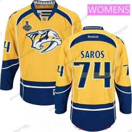 Herrar WoNashville Predators #74 Juuse Saros Gul 2017 Stanley Cup Finals Patch Stitched NHL Reebok Hockey Tröjor