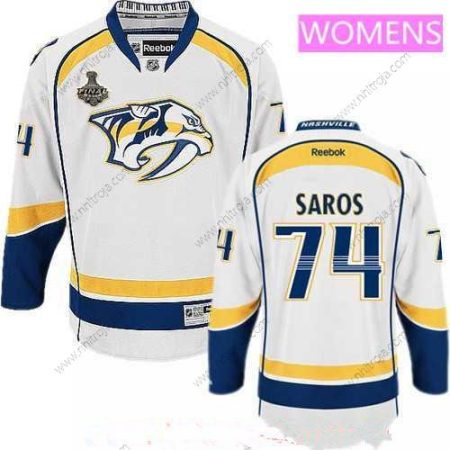 Herrar WoNashville Predators #74 Juuse Saros Vit 2017 Stanley Cup Finals Patch Stitched NHL Reebok Hockey Tröjor