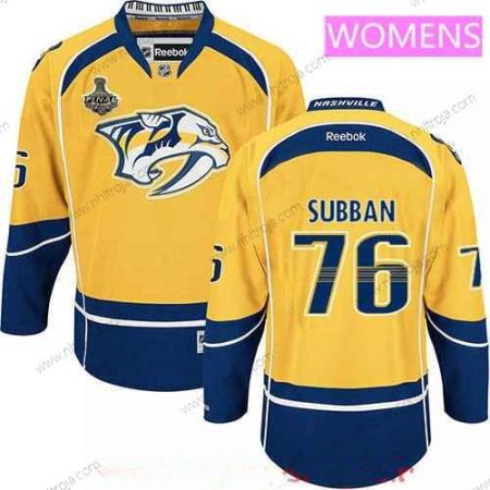 Herrar WoNashville Predators #76 P.K. Subban Gul 2017 Stanley Cup Finals Patch Stitched NHL Reebok Hockey Tröjor