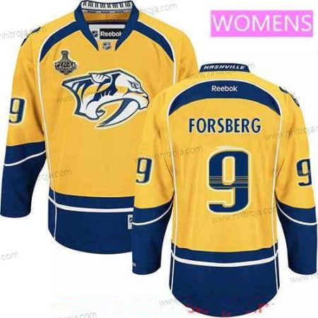 Herrar WoNashville Predators #9 Filip Forsberg Gul 2017 Stanley Cup Finals Patch Stitched NHL Reebok Hockey Tröjor