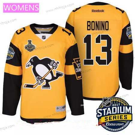 Herrar WoPittsburgh Penguins #13 Nick Bonino Gul Stadium Series 2017 Stanley Cup Finals Patch Stitched NHL Reebok Hockey Tröjor