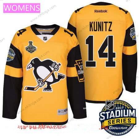 Herrar WoPittsburgh Penguins #14 Chris Kunitz Gul Stadium Series 2017 Stanley Cup Finals Patch Stitched NHL Reebok Hockey Tröjor