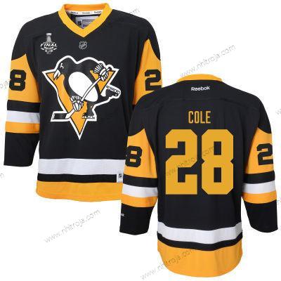 Herrar WoPittsburgh Penguins #28 Ian Cole Svart With Gul 2017 Stanley Cup NHL Finals Patch Tröjor