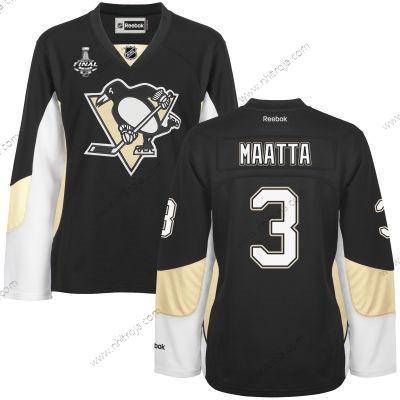 Herrar WoPittsburgh Penguins #3 Olli Maatta Svart Team Color 2017 Stanley Cup NHL Finals Patch Tröjor