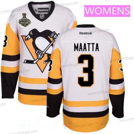 Herrar WoPittsburgh Penguins #3 Olli Maatta Vit Tredje tröjan 2017 Stanley Cup Finals Patch Stitched NHL Reebok Hockey Tröjor