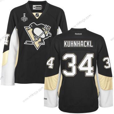 Herrar WoPittsburgh Penguins #34 Tom Kuhnhackl Svart Team Color 2017 Stanley Cup NHL Finals Patch Tröjor