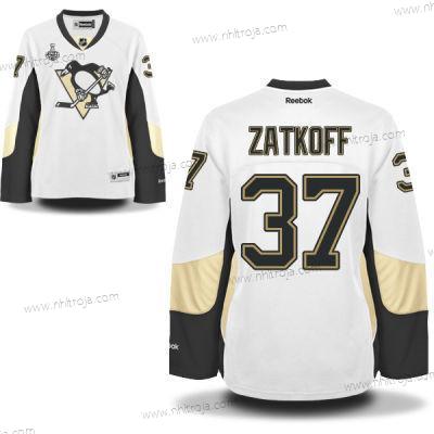 Herrar WoPittsburgh Penguins #37 Jeff Zatkoff Vit Road 2017 Stanley Cup NHL Finals Patch Tröjor