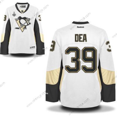 Herrar WoPittsburgh Penguins #39 Jean-Sebastien Dea Vit Road 2017 Stanley Cup NHL Finals Patch Tröjor