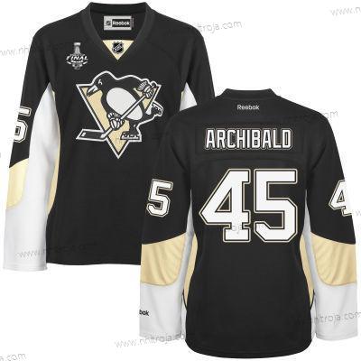 Herrar WoPittsburgh Penguins #45 Josh Archibald Svart Team Color 2017 Stanley Cup NHL Finals Patch Tröjor