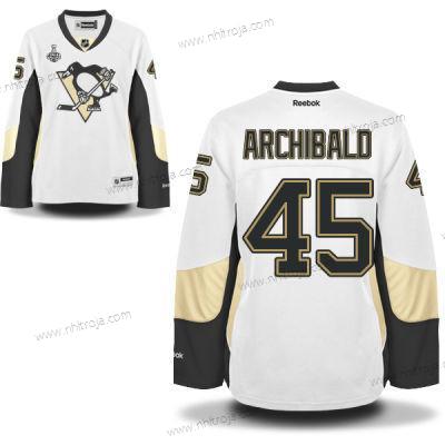 Herrar WoPittsburgh Penguins #45 Josh Archibald Vit Road 2017 Stanley Cup NHL Finals Patch Tröjor