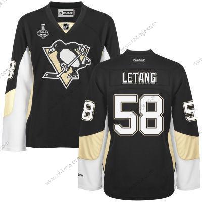 Herrar WoPittsburgh Penguins #58 Kris Letang Svart Team Color 2017 Stanley Cup NHL Finals Patch Tröjor