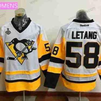 Herrar WoPittsburgh Penguins #58 Kris Letang Vit Tredje tröjan 2017 Stanley Cup Finals Patch Stitched NHL Reebok Hockey Tröjor