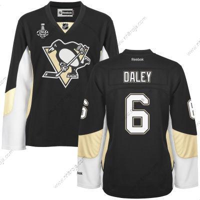 Herrar WoPittsburgh Penguins #6 Trevor Daley Svart Team Color 2017 Stanley Cup NHL Finals Patch Tröjor