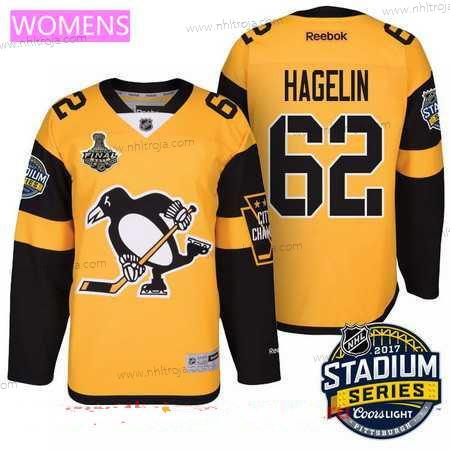 Herrar WoPittsburgh Penguins #62 Carl Hagelin Gul Stadium Series 2017 Stanley Cup Finals Patch Stitched NHL Reebok Hockey Tröjor