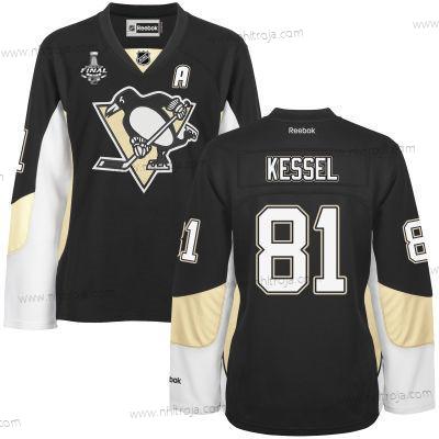 Herrar WoPittsburgh Penguins #81 Phil Kessel Svart Team Color 2017 Stanley Cup NHL Finals Patch Tröjor