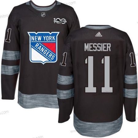 Herrar York New York Rangers #11 Mark Messier Svart 1917-2017 100th Jubileum Stitched NHL Tröjor