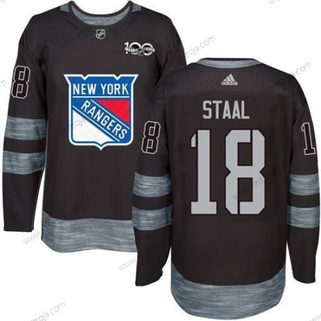 Herrar York New York Rangers #18 Marc Staal Svart 1917-2017 100th Jubileum Stitched NHL Tröjor