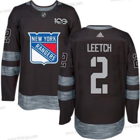 Herrar York New York Rangers #2 Brian Leetch Svart 1917-2017 100th Jubileum Stitched NHL Tröjor