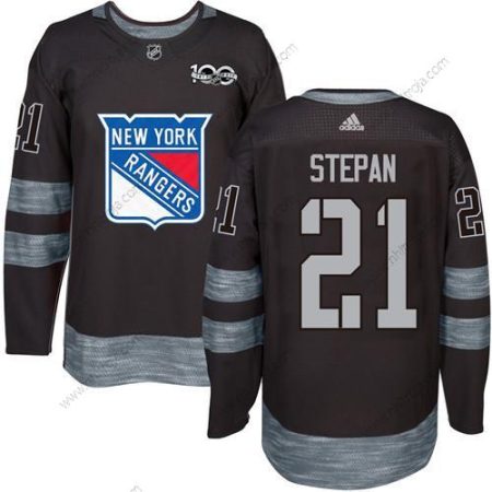 Herrar York New York Rangers #21 Derek Stepan Svart 1917-2017 100th Jubileum Stitched NHL Tröjor