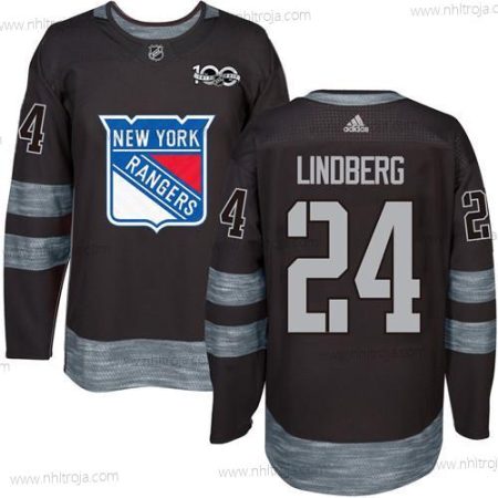 Herrar York New York Rangers #24 Oscar Lindberg Svart 1917-2017 100th Jubileum Stitched NHL Tröjor