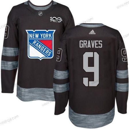 Herrar York New York Rangers #9 Adam Graves Svart 1917-2017 100th Jubileum Stitched NHL Tröjor