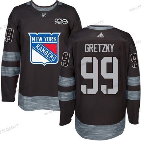 Herrar York New York Rangers #99 Wayne Gretzky Svart 1917-2017 100th Jubileum Stitched NHL Tröjor