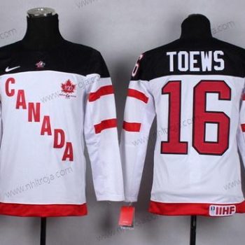 Nike Barn 2014/15 Team Kanada #16 Jonathan Toews Vit 100th Tröjor