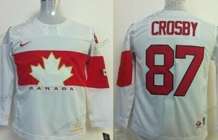 Nike Barn 2014 Olympics Kanada #87 Sidney Crosby Vit Tröjor