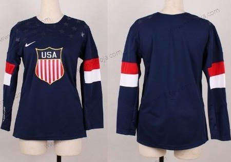 Nike Dam 2014 Olympics USA Blank Marin Blå Tröjor