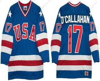 Nike Herrar 1980 Olympics USA #17 Jack O’Callahan Royal Blå Stitched Vintage Ice Hockey Tröjor