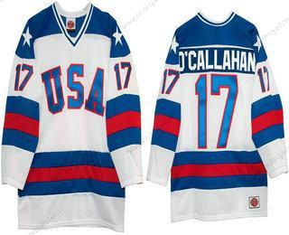 Nike Herrar 1980 Olympics USA #17 Jack O’Callahan Vit Stitched Vintage Ice Hockey Tröjor