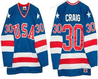 Nike Herrar 1980 Olympics USA #30 Jim Craig Royal Blå Stitched Vintage Ice Hockey Tröjor