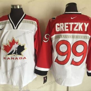 Nike Herrar 1998 Team Kanada #99 Wayne Gretzky Vit Olympic Retro Stitched Hockey Tröjor