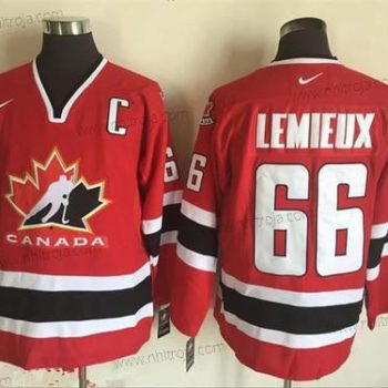 Nike Herrar 2002 Team Kanada #66 Mario Lemieux Röd Olympic Retro Stitched Hockey Tröjor