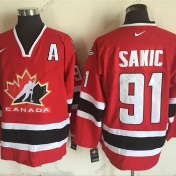 Nike Herrar 2002 Team Kanada #91 Joe Sakic Röd Olympic Retro Stitched Hockey Tröjor