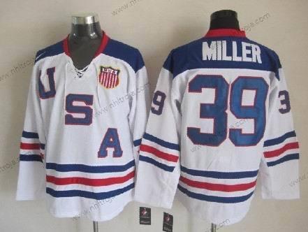 Nike Herrar 2010 Olympics USA #39 Ryan Miller Vit Tröjor