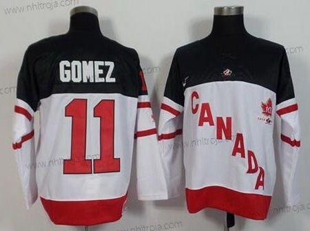 Nike Herrar 2014/15 Team Kanada #11 Scott Gomez Retired Player Vit 100th Jubileum Tröjor