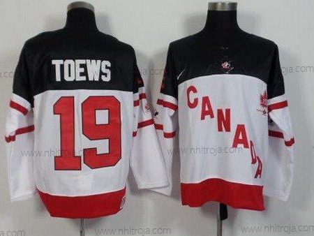 Nike Herrar 2014/15 Team Kanada #19 Jonathan Toews Vit 100th Jubileum Tröjor