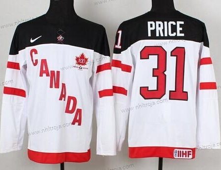 Nike Herrar 2014/15 Team Kanada #31 Carey Price Vit 100th Tröjor