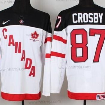 Nike Herrar 2014/15 Team Kanada #87 Sidney Crosby Vit 100th Tröjor