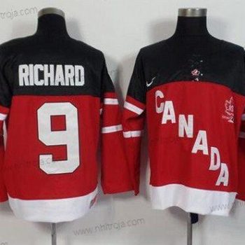 Nike Herrar 2014/15 Team Kanada #9 Maurice Richard Retired Player Röd 100th Jubileum Tröjor