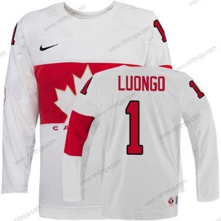 Nike Herrar 2014 Olympics Kanada #1 Roberto Luongo Vit Tröjor