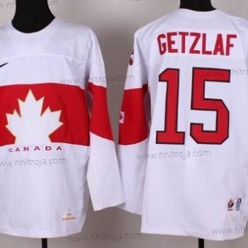 Nike Herrar 2014 Olympics Kanada #15 Ryan Getzlaf Vit Tröjor