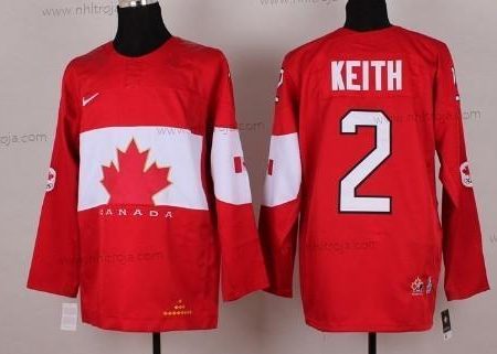 Nike Herrar 2014 Olympics Kanada #2 Duncan Keith Röd Tröjor