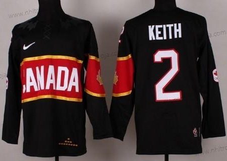 Nike Herrar 2014 Olympics Kanada #2 Duncan Keith Svart Tröjor