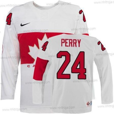 Nike Herrar 2014 Olympics Kanada #24 Corey Perry Vit Tröjor